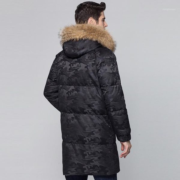 

new 2020 duck down jacket men racoon fur collar men's winter jackets long camouflage thick warm coat for men parka kj563 's s1, Black