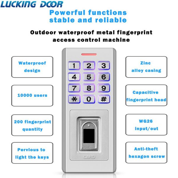 

backlight semiconductor fingerprint metal keypad ip68 waterproof rfid standalone access controller finger+rfid+password