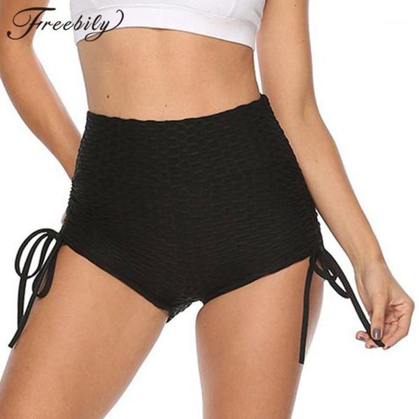 

yoga outfits womens shorts fashion ruched high waist drawstring slim fit summer gym workout casual sports running1, White;red