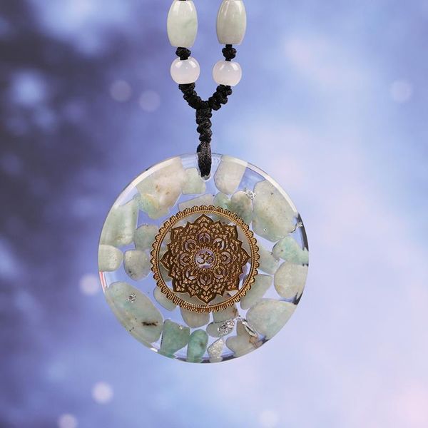 

amazonite necklace orgonite energy pendant resin jewelry handcraft pendant gathering wealth brings good luck woman necklace, Silver