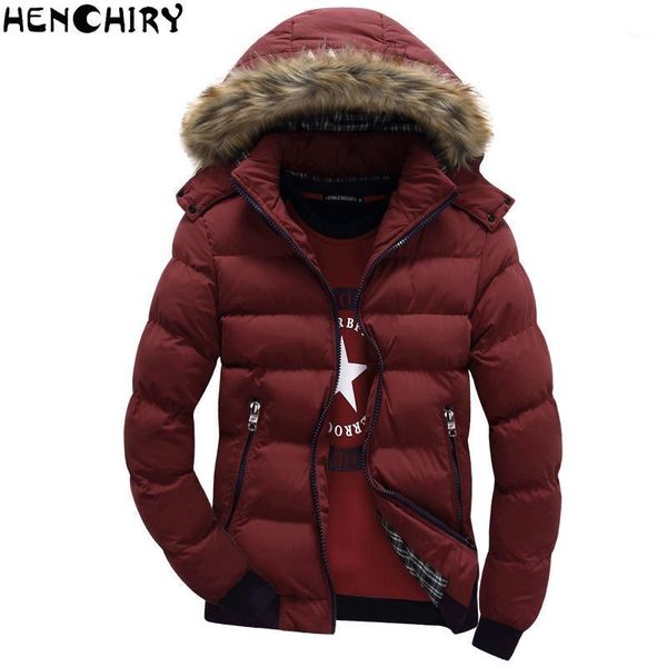 

henchiry men jacket winter new male casual hooded outwears coat warm fur parka overcoat men's solid thick fleece zipper jackets1, Black