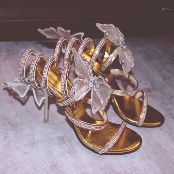 

women peep toe rhinestones crystal butterfly 3d stilettos high heel cross s-straps sandals shoes bling gold sliver m0051, Black