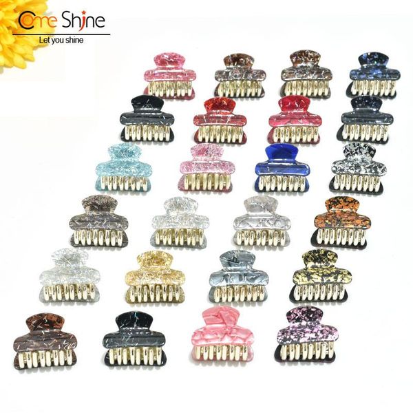 

come shine 3pcs/set fashion glitter thick acrylic cute small hair claw clips for girls mini hair accessories female hairpins, Slivery;white