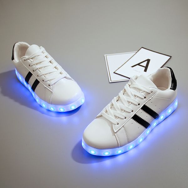 

shoes up kids usb luminous light led 7ipupas sneakers for children boys girls basket lumineux growing tenis led glowing sneakers, Blue