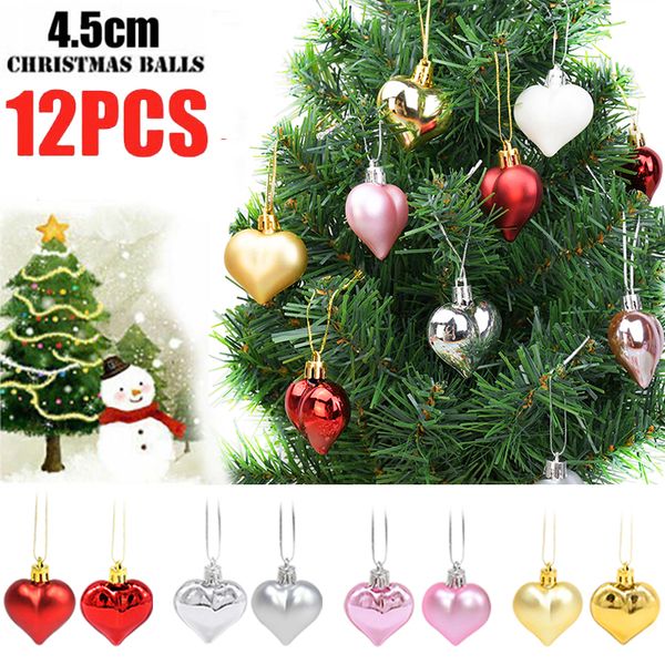 

12pcs gold star heart ornaments balls xmas tree hanging pendant christmas decorations for home new year party decor