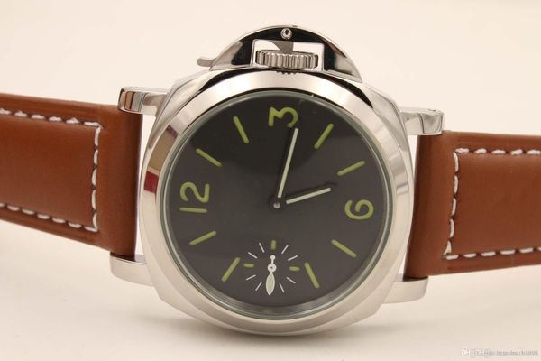

2021 mens hand winde mechanical movement watch men luminous pam 00111 watches 44mm pam sport leather factory watches wristwatches, Slivery;brown