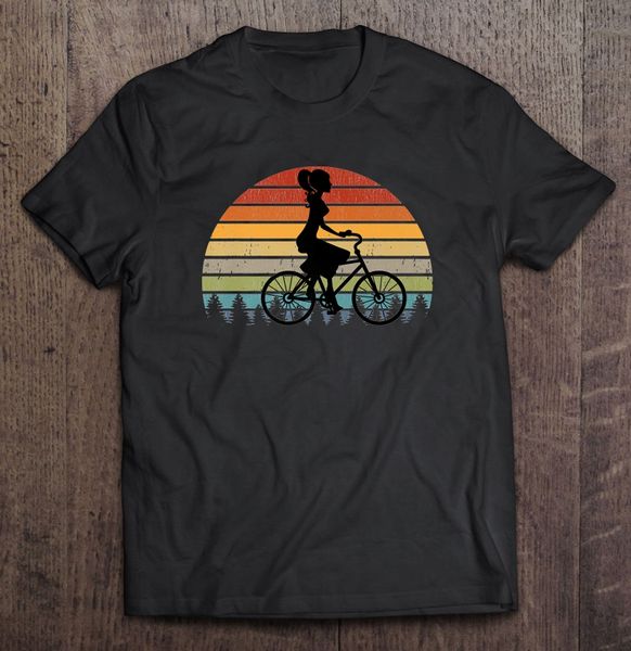 

round neck short sleeve casual t-shirt woman cyclist silhouette sunset vintage t-shirts sport hooded sweatshirt hoodie