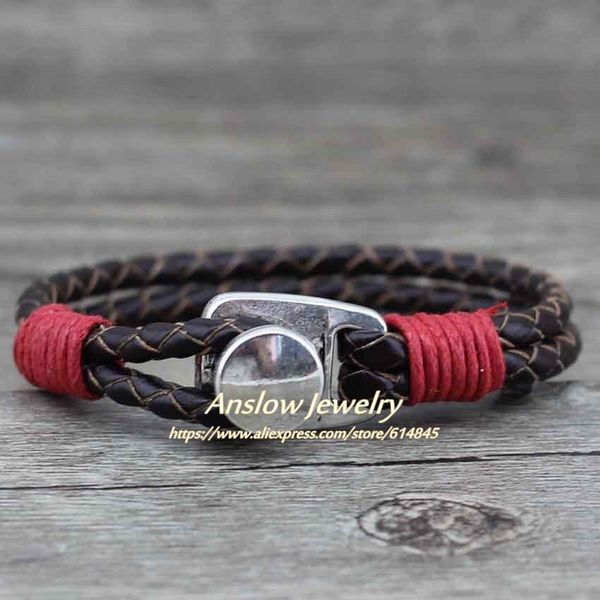 

ювелирные изделия anslow марка способа самое лучшее продавая горячего handmade diy шарма тумака обруча из натуральной кожи браслет low0371lb, Golden;silver