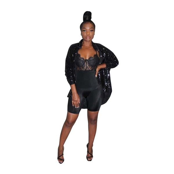 

new autumn women shining sequin coat jacket long sleeve turn-down collar button jacket lady outwear party, Black;brown