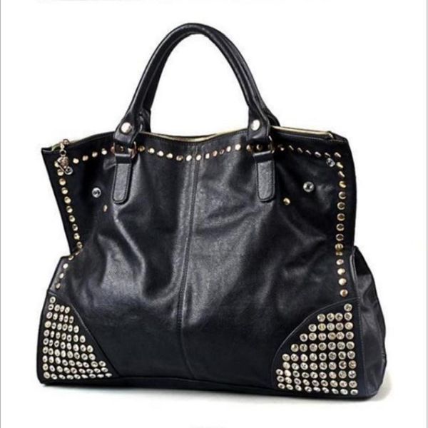 

handbag fashion rivet rhinestone bag large shoulder crossbody bag tote