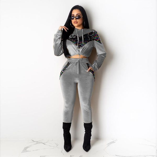 

women's sports suits tracksuit women's suit winter fashion sequins drawstring long sleeves hoodie leisure suit#y151, White;black