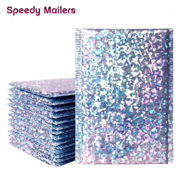 

speedy mailers 10pcs laser silver mailing envelope bags waterproof courier bags bubble mailers padded bubble envelopes bag1