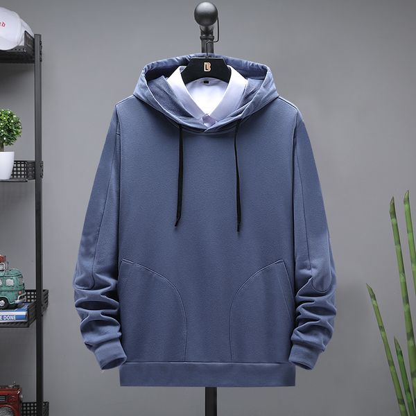 

oversized mens hoodies men 2020 autumn plain solid casual sweatshirt japanese streetwear blue hoodie men sweatshirts, Black
