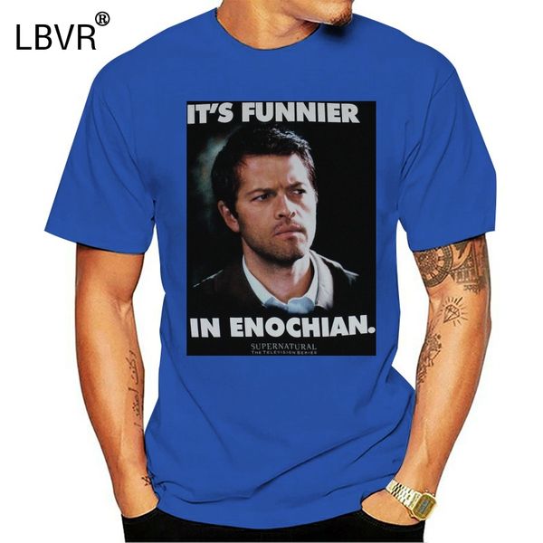 

supernatural it's funnier in enocian castiel p image cool casual pride men fashion sport hooded sweatshirt hoodie t shirt