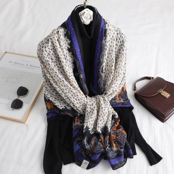 

scarves 2021 women hijab winter cotton feel scarf foulard femme brand female beach shawl bandana poncho, Blue;gray