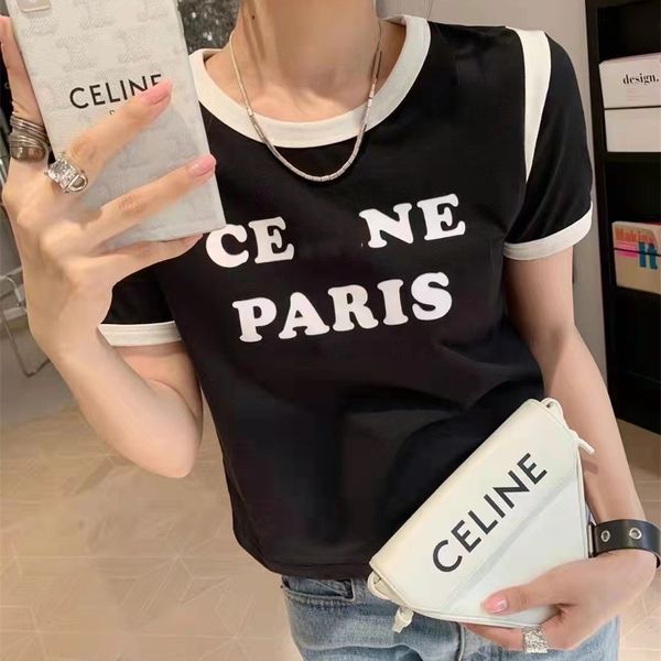 

ce spring and summer 2022 new printing slim fit cotton short sleeve t-shirt women's short top, White