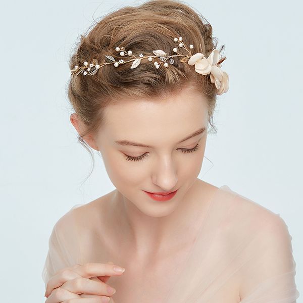 

md222 hair hoop cloth ma'am hair band new design manual bride headwear, Golden;silver