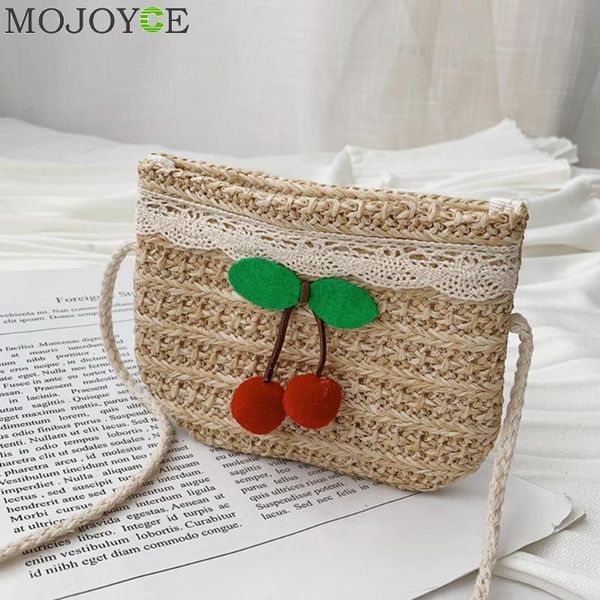 

women straw bags small shoulder handbags girls cute decor crossbody handle bags