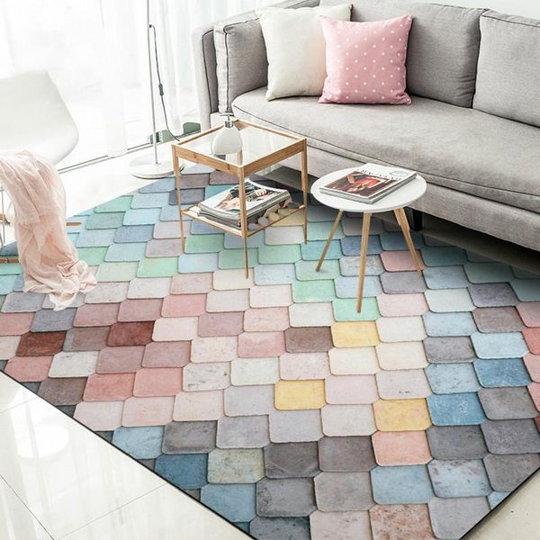 

creative color anti-floor brick geometric carpet home bedroom bedside carpet living room non-slip decorative large