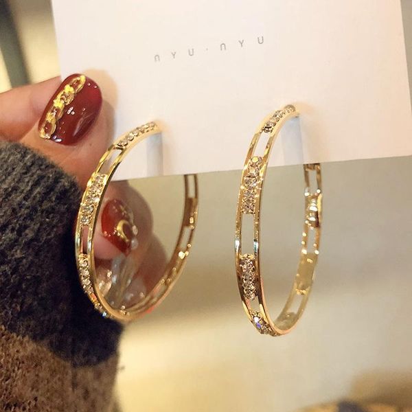 

s925 needle hoop earrings 2020 new fashion jewelry for women metal golden plating crystal earrings modern jewelry, Golden;silver