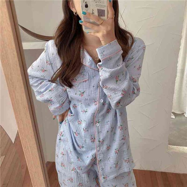 

nightwear gentle korean two pieace suit cotton homewear soft casual loose fashion long sleeves pajamas set, Black;red