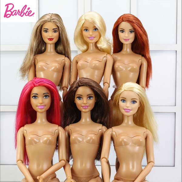 

original brand naked doll body variety skin 29cm 11 joints move colourful hair doll head accessories girls toys birthday bonecas t200712