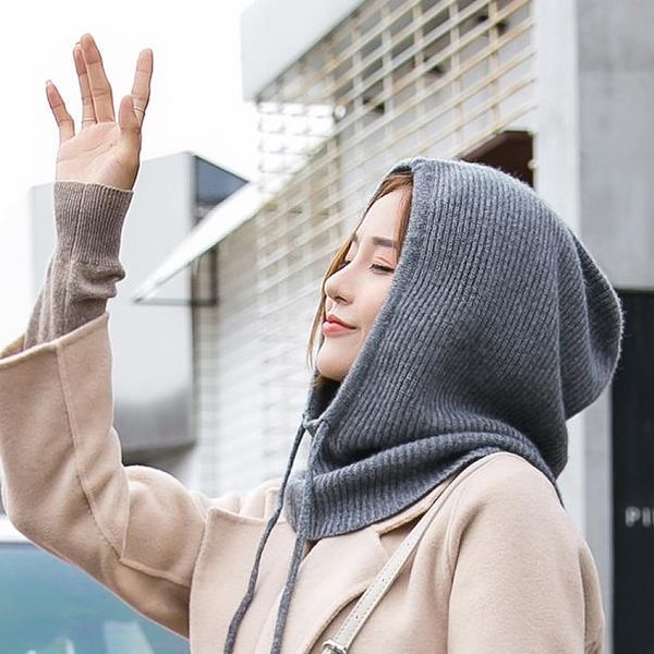 

гопус зимние женщины шляпы унисекс вязаный кашемир кашемировой шеи с капюшоном с капюшоном регулируемые эластичные шапки шляпы gorros mujer, Blue;gray