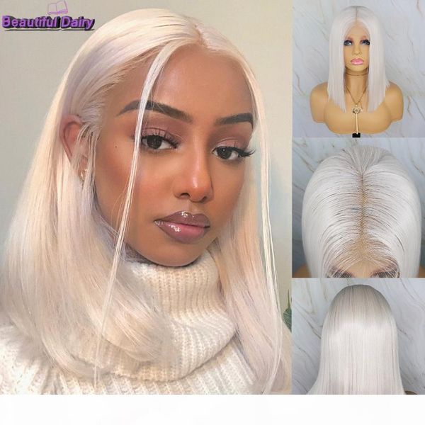 

beautiful diary13x6 short wig futura hair synthetic lace front wig natural straight blonde short bob wigs for women, Black