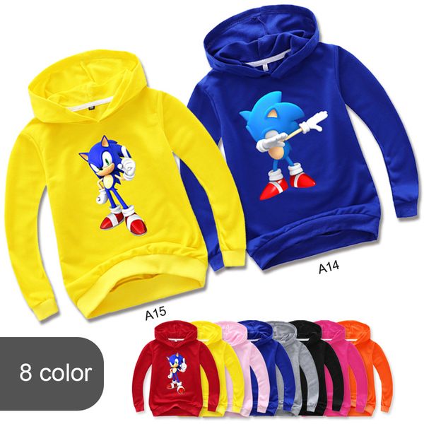 

spring cartoon children's wear boys and girls' sweater spring and autumn hedgehog printed long sleeve hoodie children's wear, Black