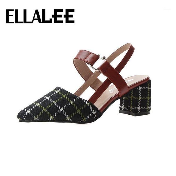 

sandals 2021 spring summer buckle strap women chunky heels casual geometric fashion back square heel ladies shoes1, Black