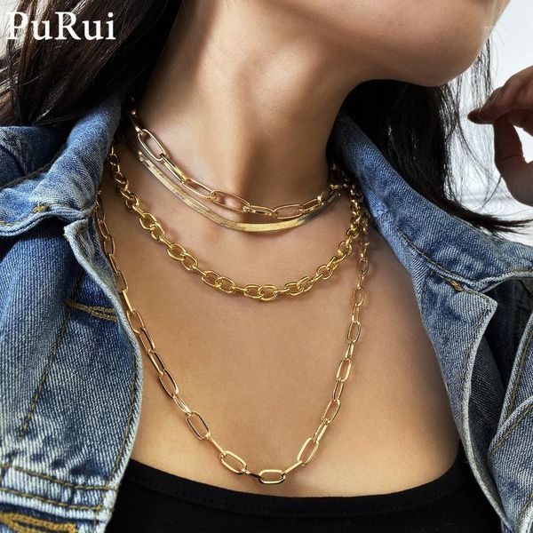 

Punk Cuban Link Chain Choker Necklace 4Pcs/Set Gothic Multilayer Chunky Collar Women Necklace Statement Gold Color Jewelry1, Silver