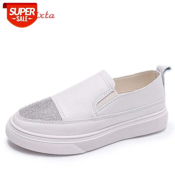 

aphixta 2021 new crystals round toe luxury design pu leather flats shoes women elastic band slip-on flat platform footwear #4t2m