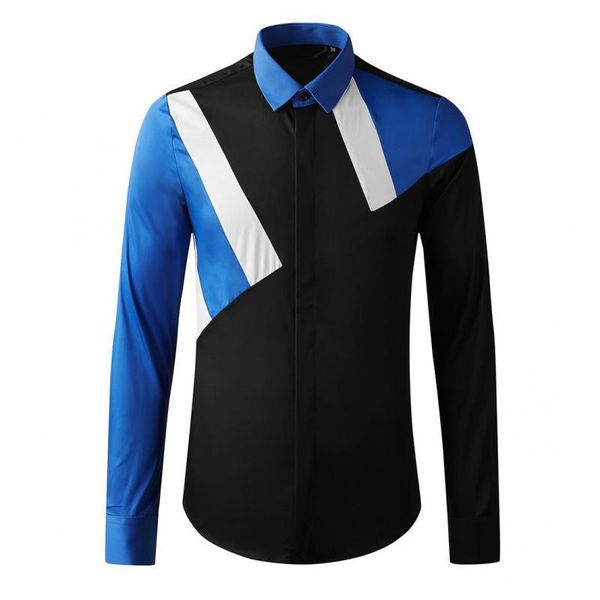 

100% хлопок мужские рубашки luxury сращивания дизайн с длинным рукавом повседневная мужская мода платье рубашки пригонки партия мужчина 3xl, White;black