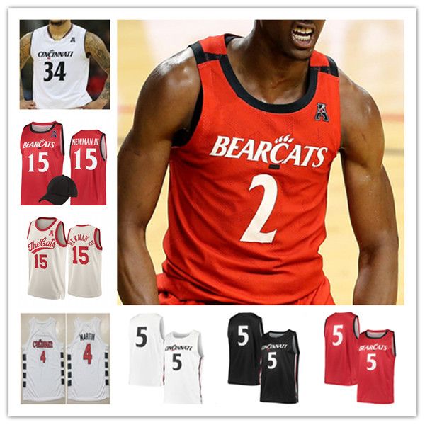 Maglia personalizzata Cincinnati Bearcats Pallacanestro David DeJulius Jeremiah Davenport Mika Adams-Woods Mike Saunders Jr. John Newman III Viktor Lakhin Ody Oguama Madsen