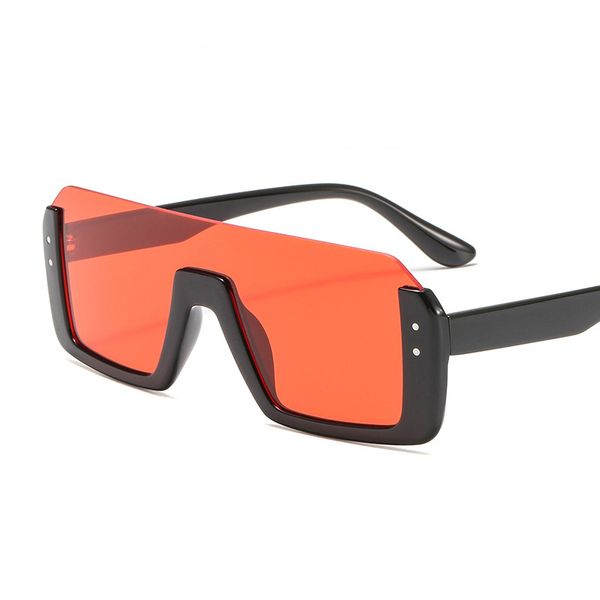 

new brand fashion red one piece sunglasses women men oversized rivet square sun glasses male half frames shades uv400, White;black