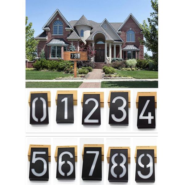 

wall lamp solar panel number digit plate led light sign for house el plaque mailbox garden doorplate