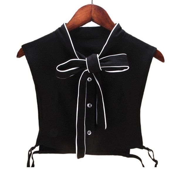 

female white edge ribbon bow tie fake collar button down detachable half-shirt fema qylhqf, Blue;red
