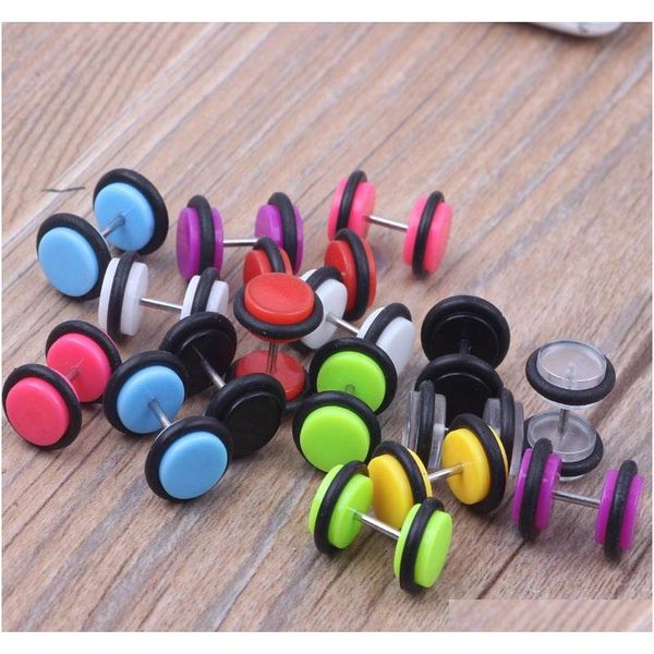 

man ear stud screw 100pcs 9 color s of cheater faux fake ear plugs gauges tapers 16g ea jllyio yummy_shop, Silver