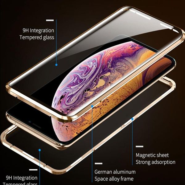 

360 magnetic adsorption metal case for iphone 12 11 pro max 12 mini double-sided glass case for iphone 11 12 bbybaq