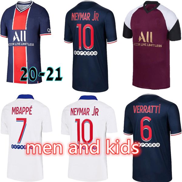 

mailoots mbappe 2020 2021 футбол джетки paris 20 21 icardi футбольные рубашки verratti men and kids kits marquinhos home oled 3-я униформа, Black