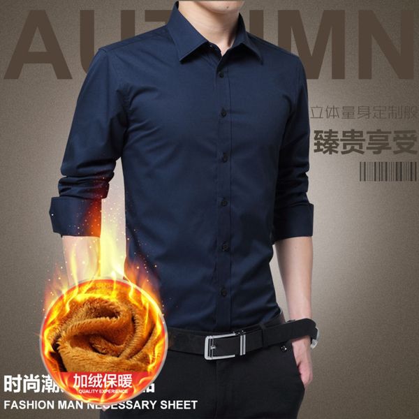 

Shirt long sve autumn and winter style slim fit no iron busins suit shirt men's youth Plush formal coat fashion, White;black