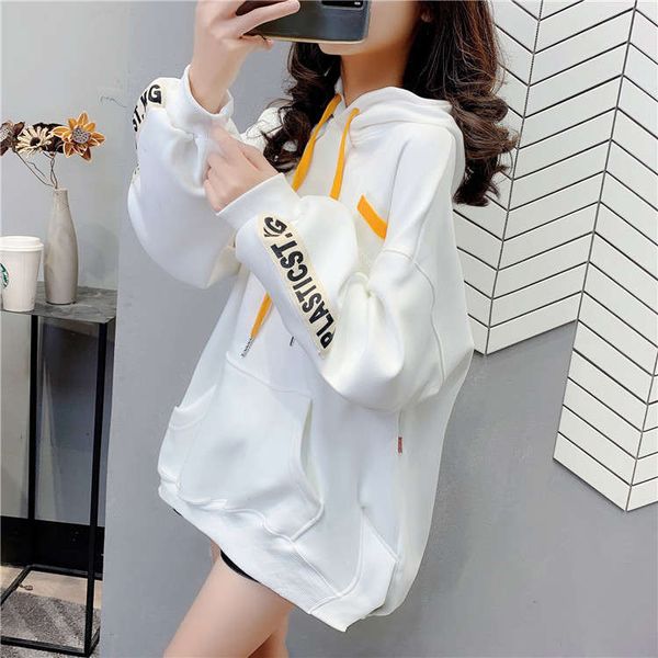 

cashmere thickened sweater women's korean version loose hooded top, Black