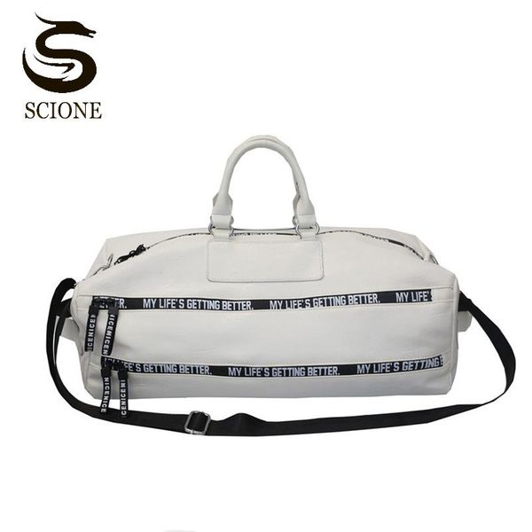 

men women travel bag big capacity pu leather shoulder duffle bag male handbag female crossbody bags gym sports