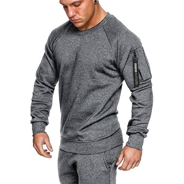 

2021 new mens sweatshirts autumn long sleeve men camo sweatshirt slim fit gym clothes sports shirt crewneck rwl2, Black