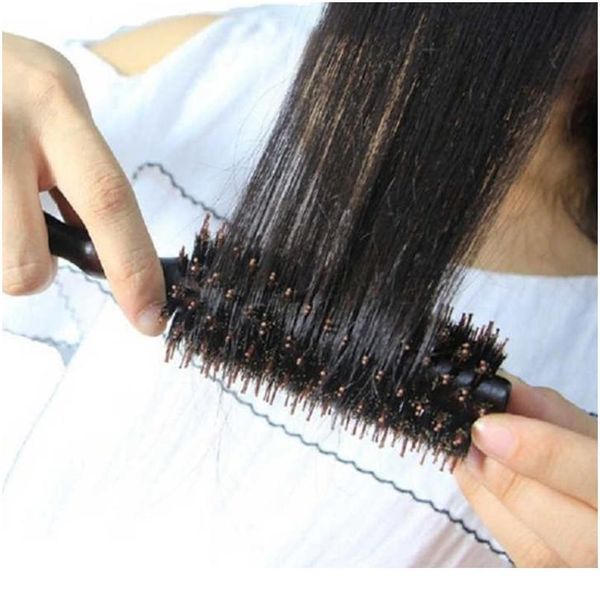 

6 types straight twill hair comb natural boar bristle rolling brush round barrel blowing curling diy hairdressing styl wmtkik, Silver
