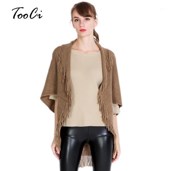 

women poncho and capes femme hiver solid cardigan shawl high elastic khaki tassel knitted ladies sweaters long cardigan coat1, White