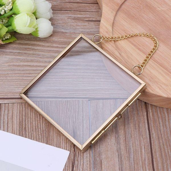 

frames creative diy chain retro metal po frame high translucent glass specimen folder 2 size optional1