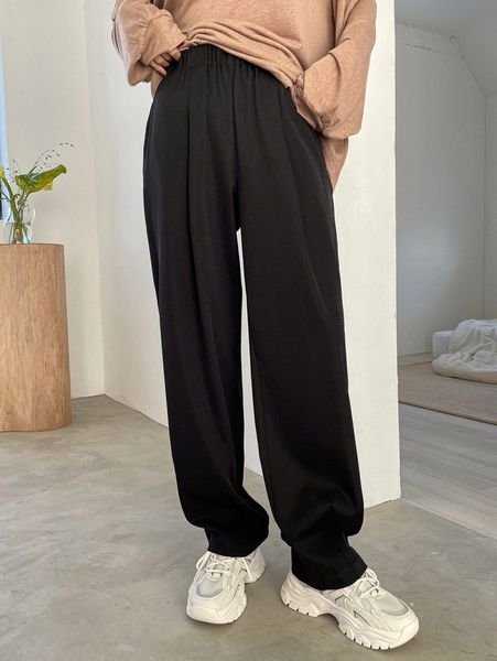 

dazy solid high waist straight pants 72mf#, Black;white