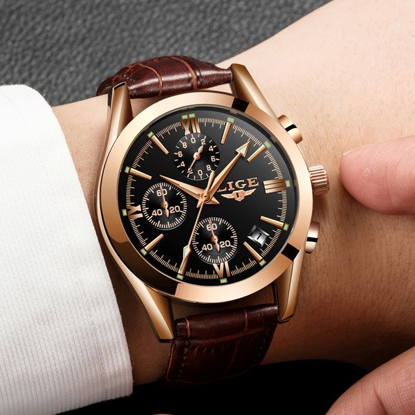 

2019 men's watch wishdoit brand luxury casual military clock sport wristwatches bracelet leather male relogio masculino+box, Slivery;brown