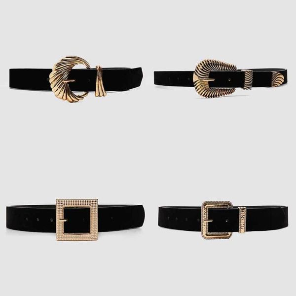 

girlgo vintage metal gold color buckle belt for women punk fashion geometric belly chain dress accessories jewelry gifts hot, Black;brown